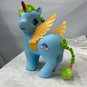 My little pony Gi-Go Wonderland Large blue Unicorn Colorful Hair Mushroom Toy